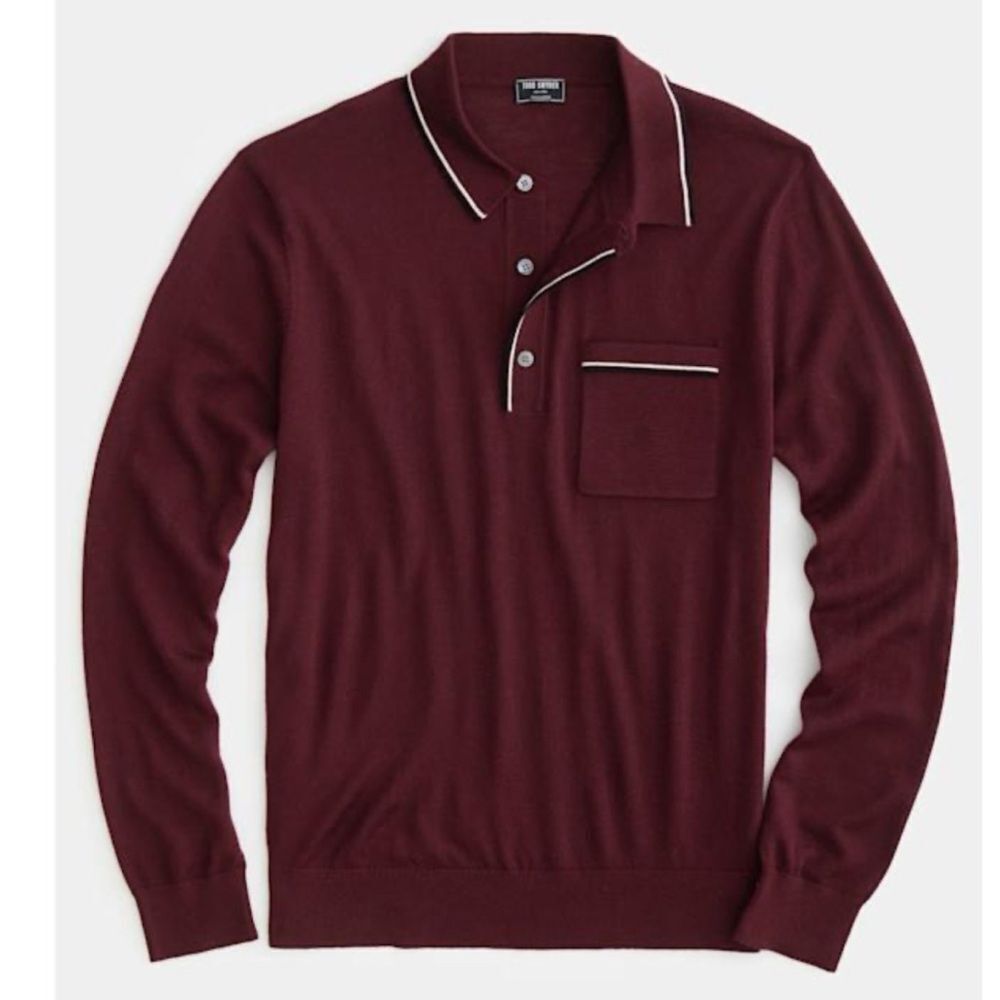 RYE 51 Classic Winter Red Cashmere/ Cotton Blend Polo Size L